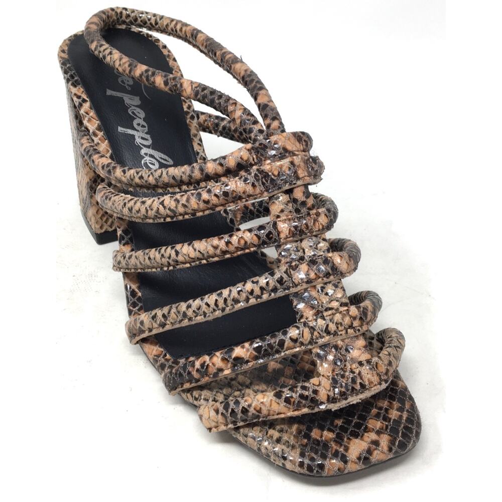 Free People Colette Women's Size 9/39.5 Python Leather Slingback Sandals Shoes